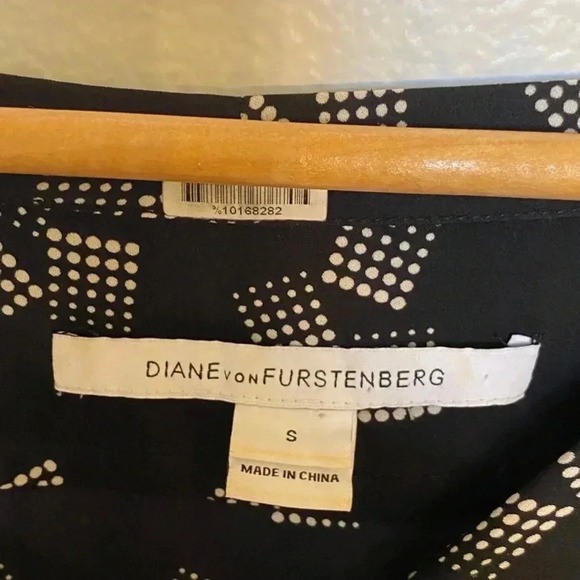 Diane Von Furstenberg Womens Ruffle Sleeve Abstract Silk Blouse - Picture 3 of 9